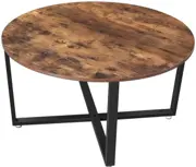 Sofabord - rundt stuebord i industrielt design - rustik brun Ø88 fra Havehobby.dk