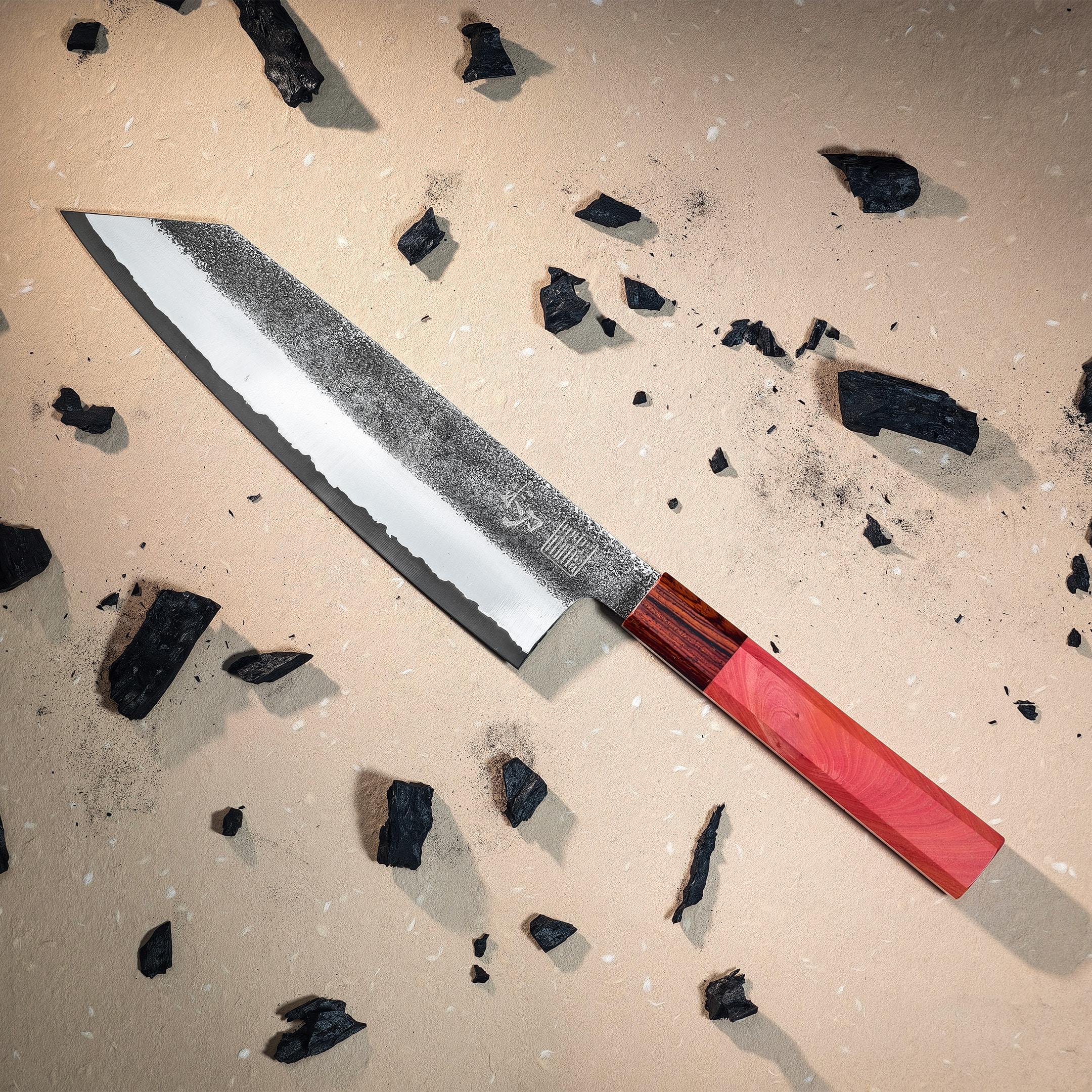 Aogami Blue Steel Nr. 2 Kokkekniv  [FORGE] - Ash & Chorme fra Riceknife Denmark