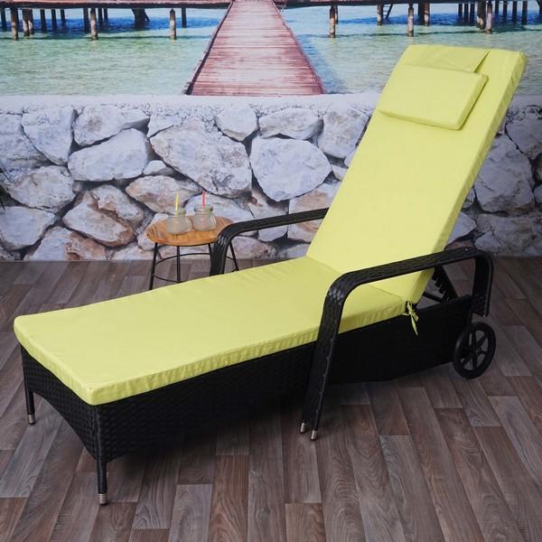 Polyrattan aluminium solseng - sort luksus solvogn og liggestol fra Havehobby.dk