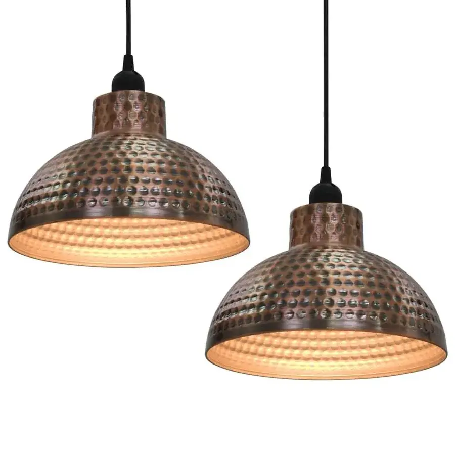 Loftlamper halvkugle - 2 stk., kobberfarvet pendel i metal fra Boligcenter.dk