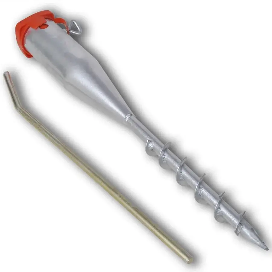 Parasolholder 55 cm i galvaniseret stål - jordskrue til parasolfod fra Boligcenter.dk